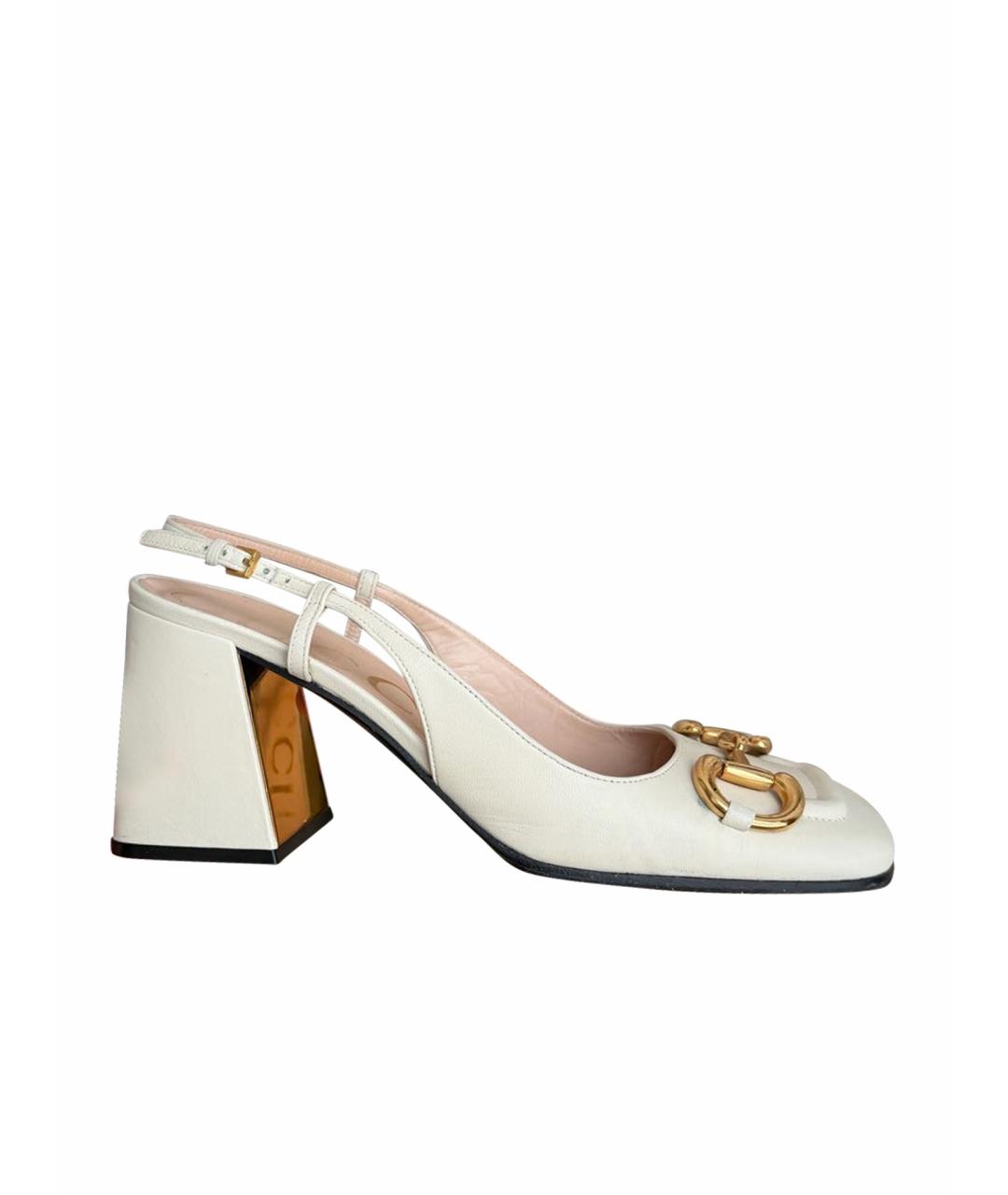 GUCCI Белые кожаные туфли, фото 8