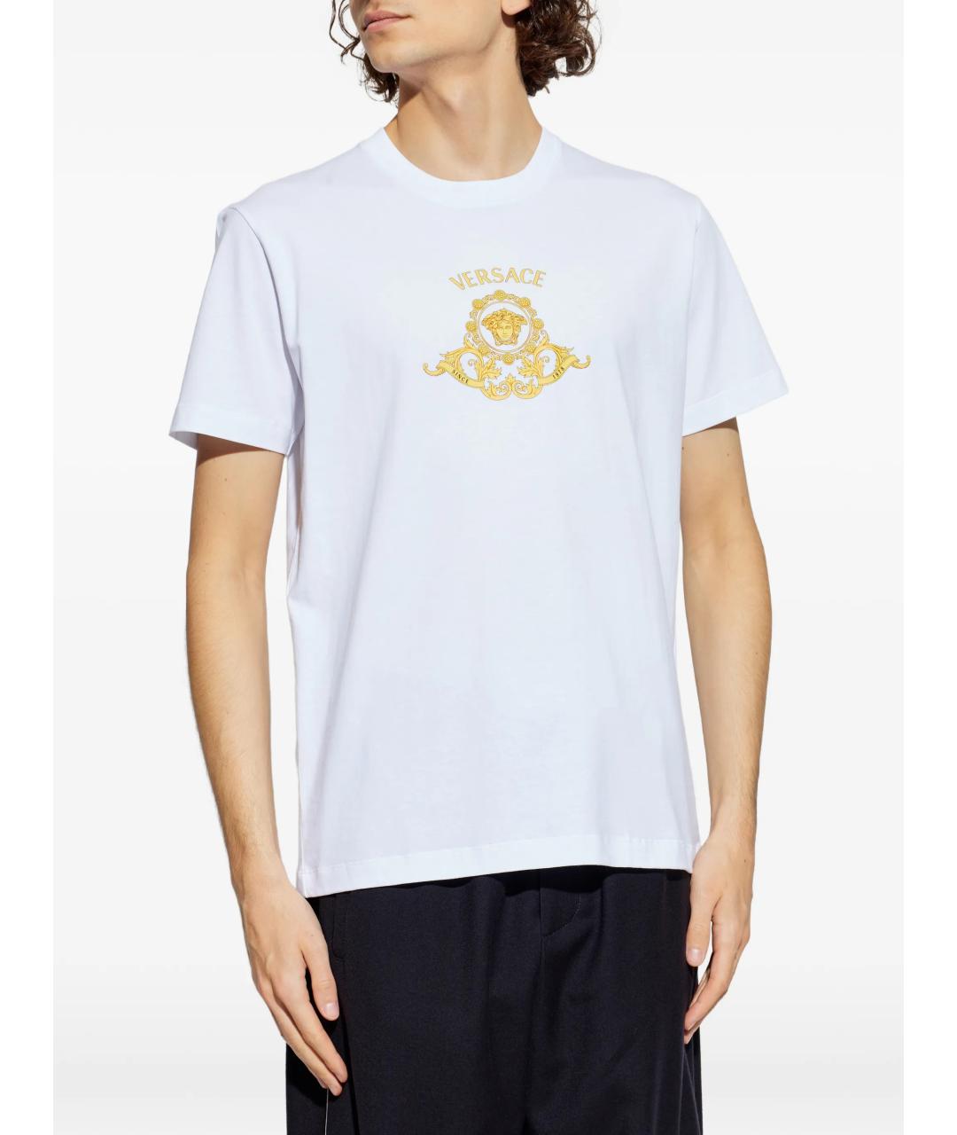 VERSACE Белая хлопковая футболка, фото 3