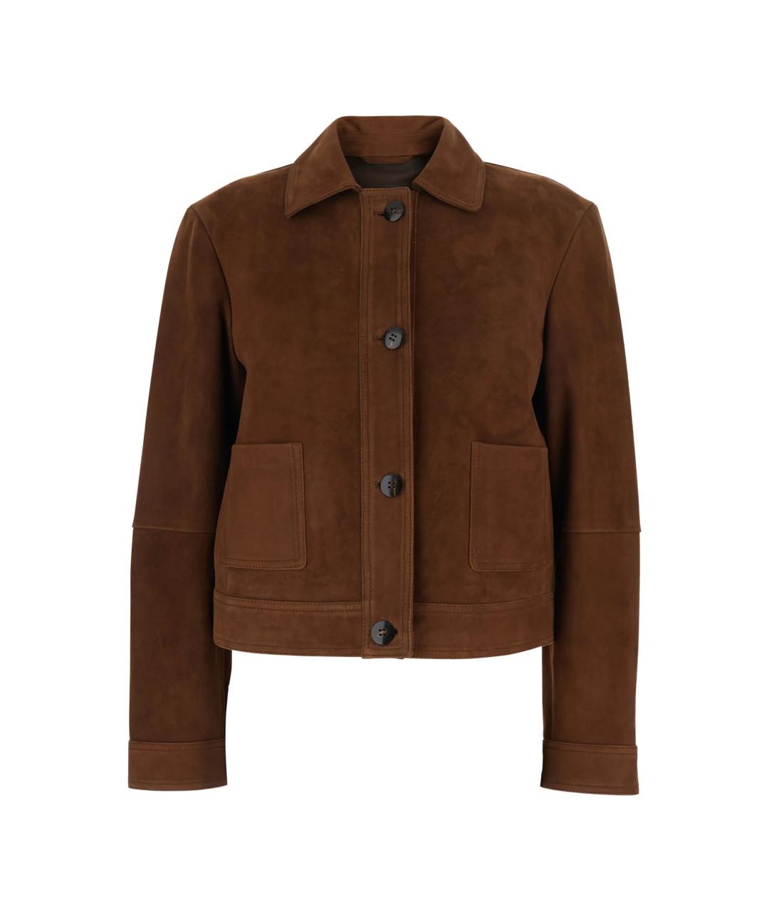 MAX MARA STUDIO Коричневая кожаная куртка, фото 1