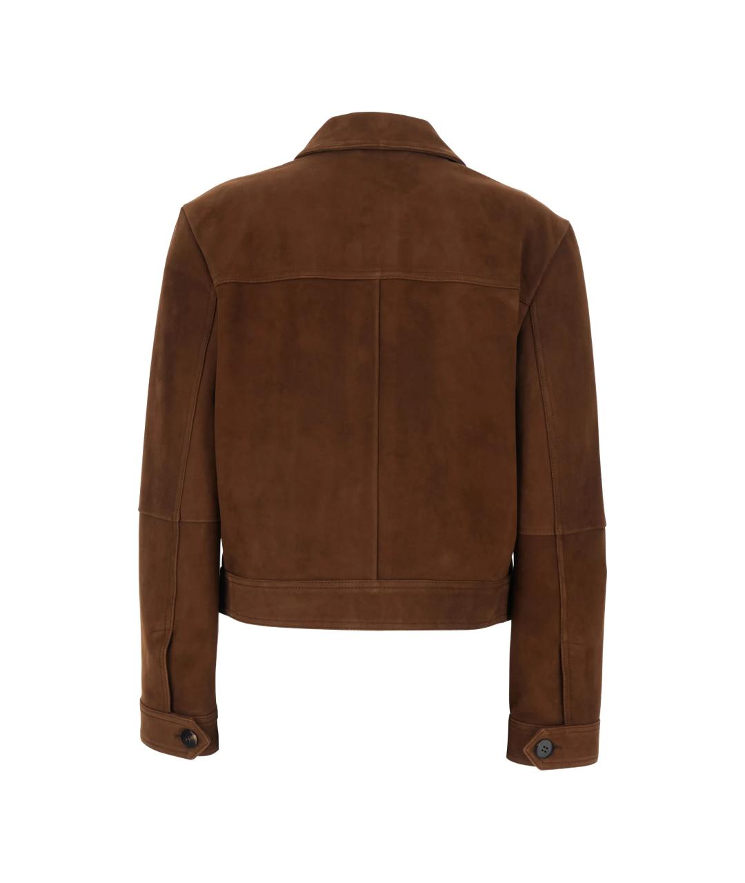 MAX MARA STUDIO Коричневая кожаная куртка, фото 2