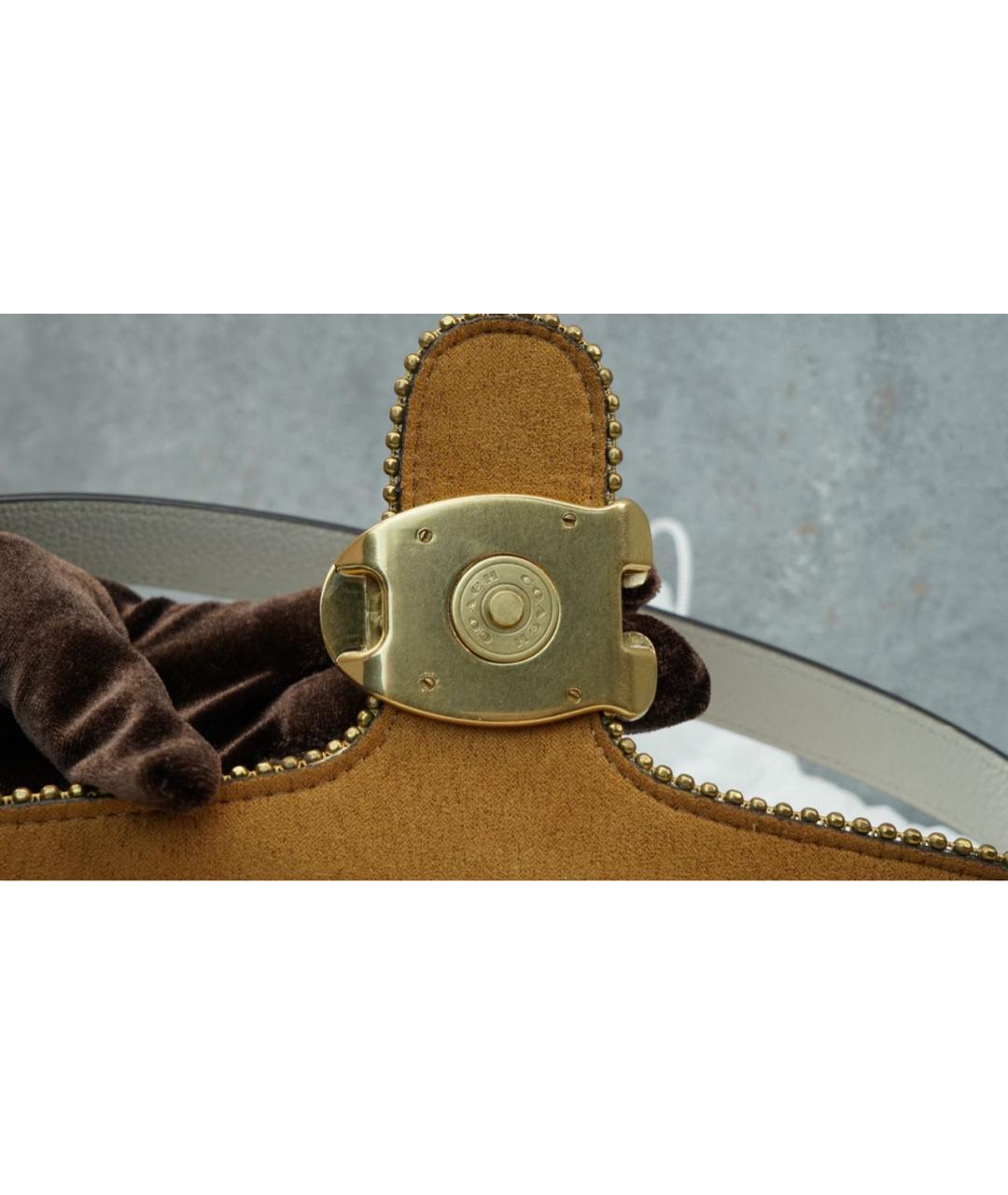 COACH Белая кожаная сумка с короткими ручками, фото 5