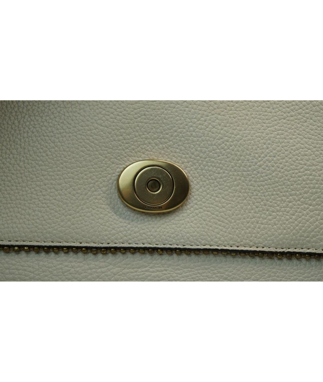 COACH Белая кожаная сумка с короткими ручками, фото 4