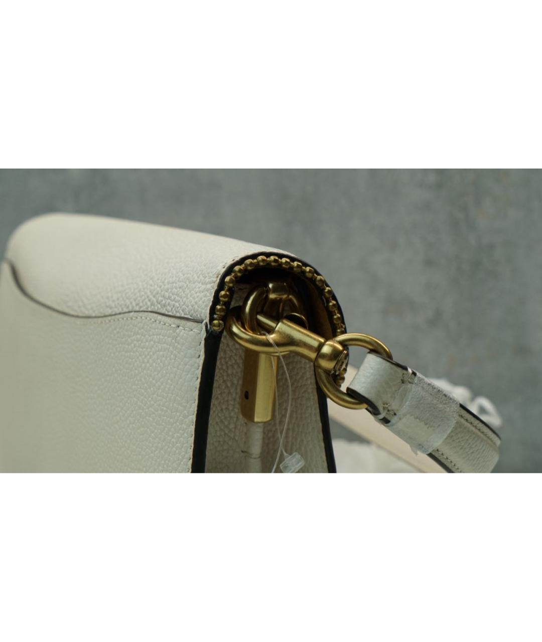 COACH Белая кожаная сумка с короткими ручками, фото 3