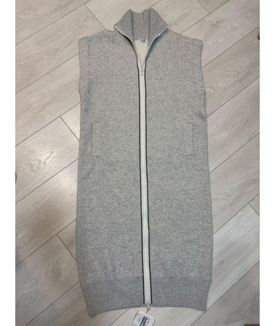 BRUNELLO CUCINELLI Серая кашемировая жилетка, фото 9