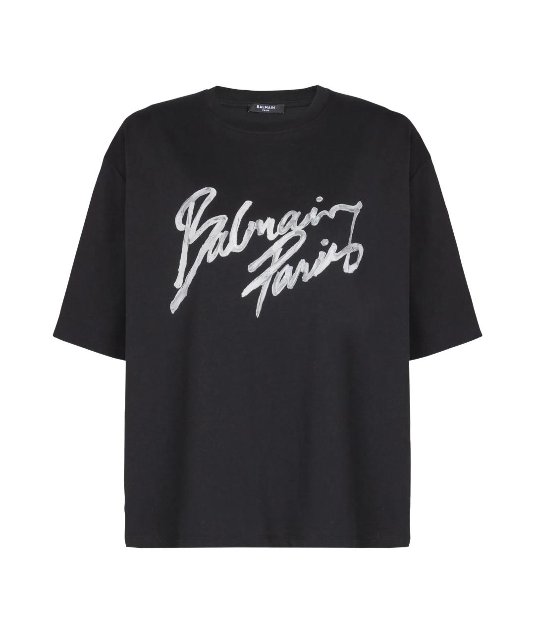 BALMAIN Черная хлопковая футболка, фото 1