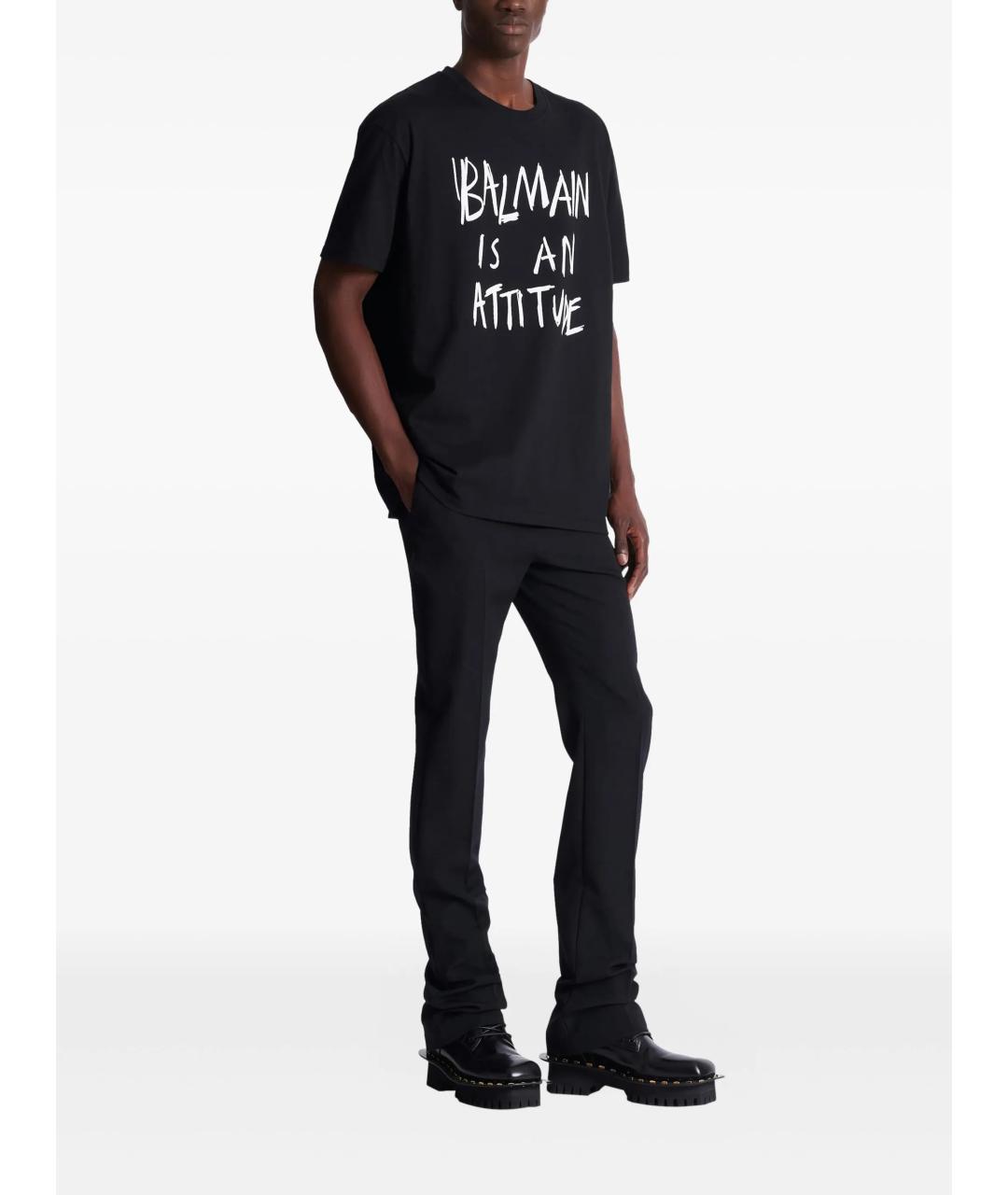 BALMAIN Черная хлопковая футболка, фото 3