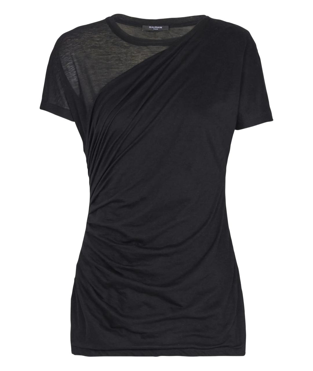 BALMAIN Черная хлопковая футболка, фото 1