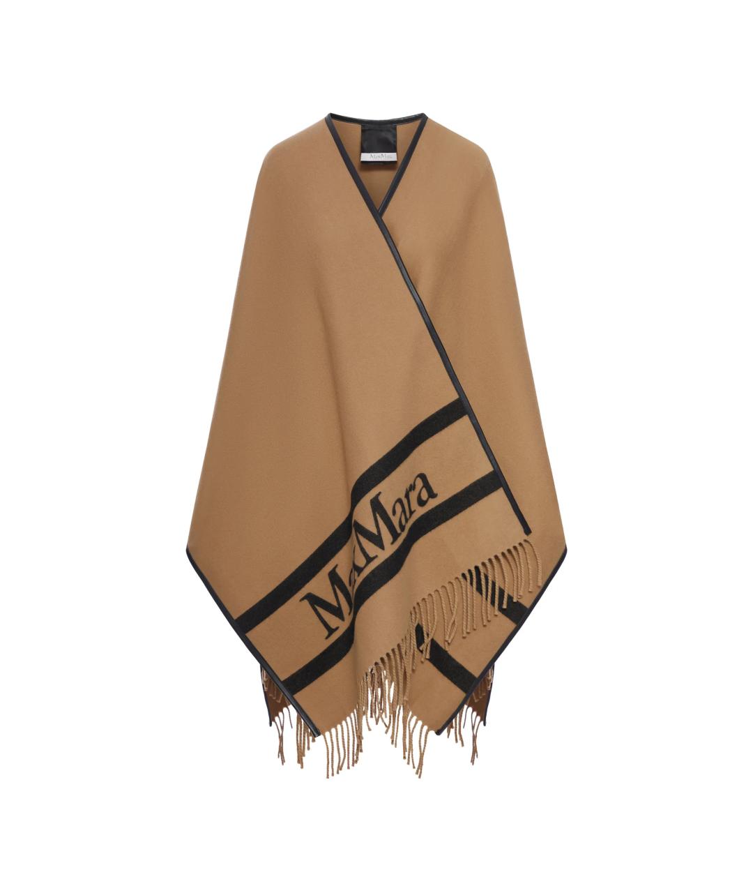 MAX MARA Коричневый шерстяной шарф, фото 1