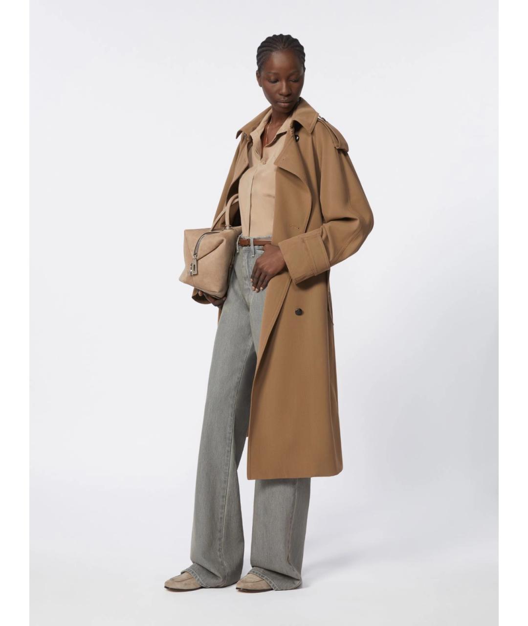 MAX MARA Коричневый шерстяной тренч/плащ, фото 2