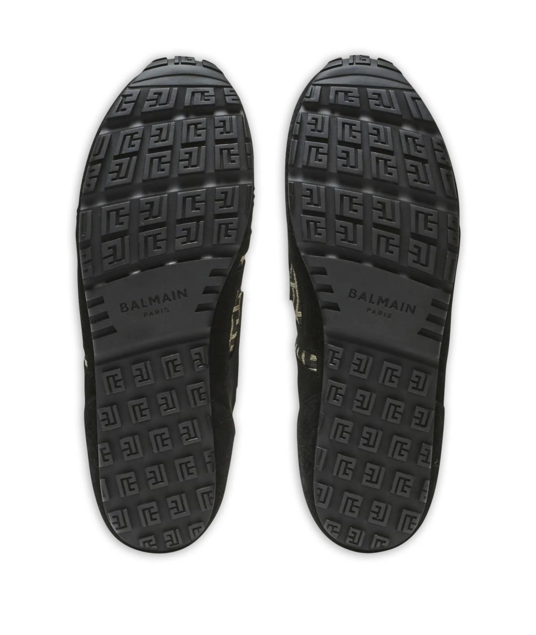 BALMAIN Черные замшевые низкие кроссовки / кеды, фото 4