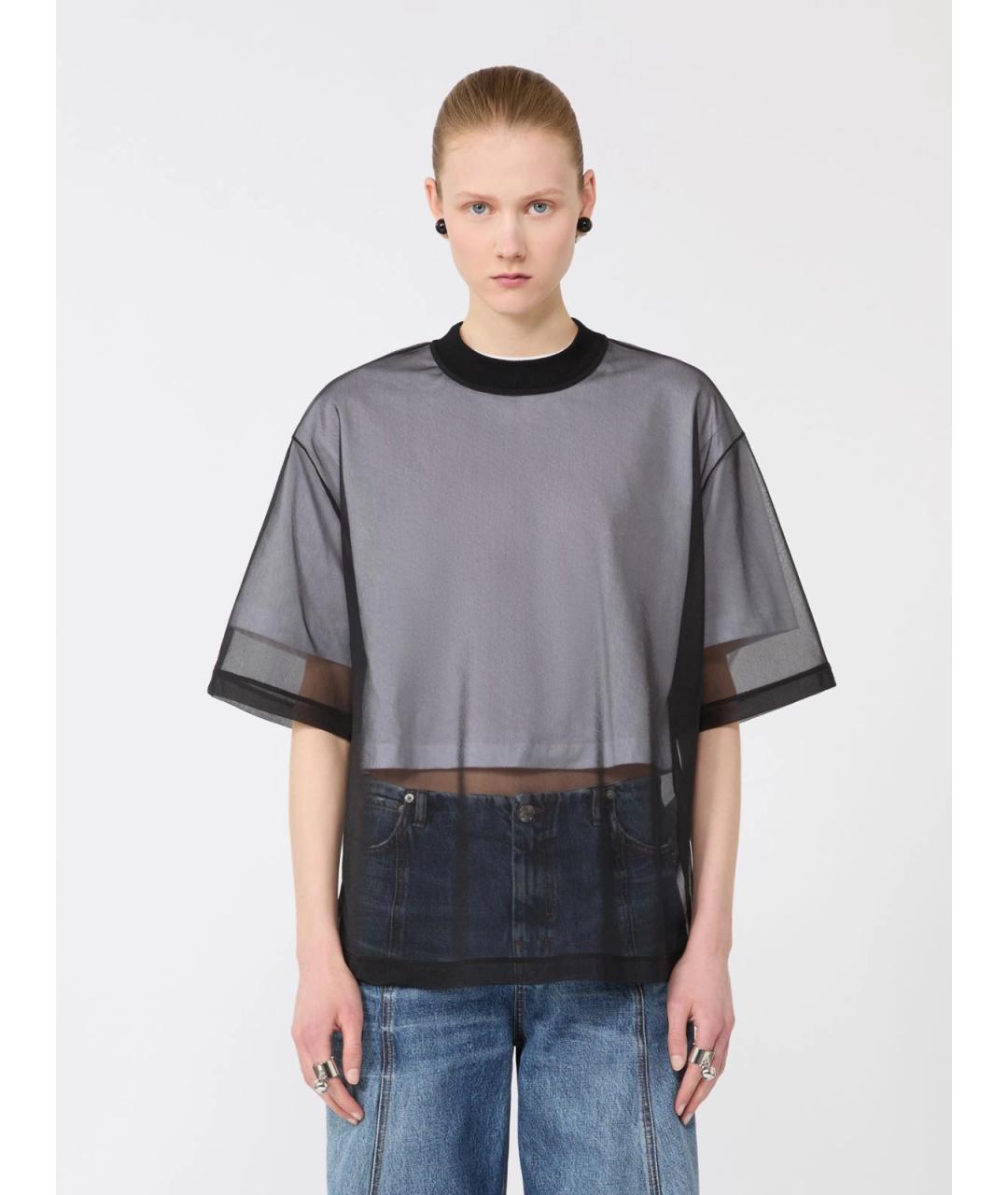 SPORTMAX Черная хлопковая футболка, фото 3