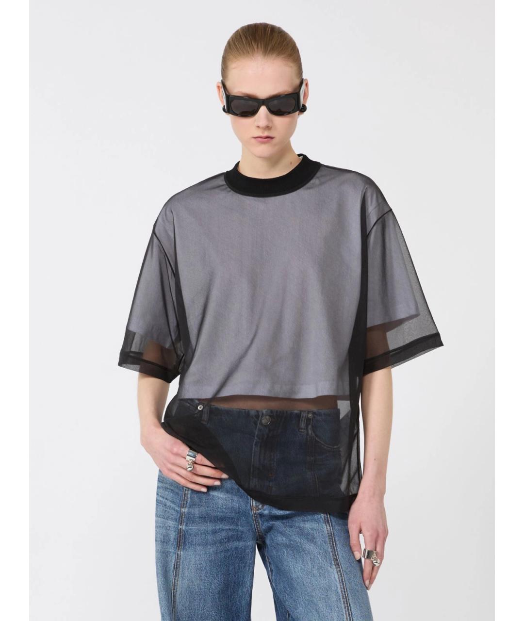 SPORTMAX Черная хлопковая футболка, фото 5