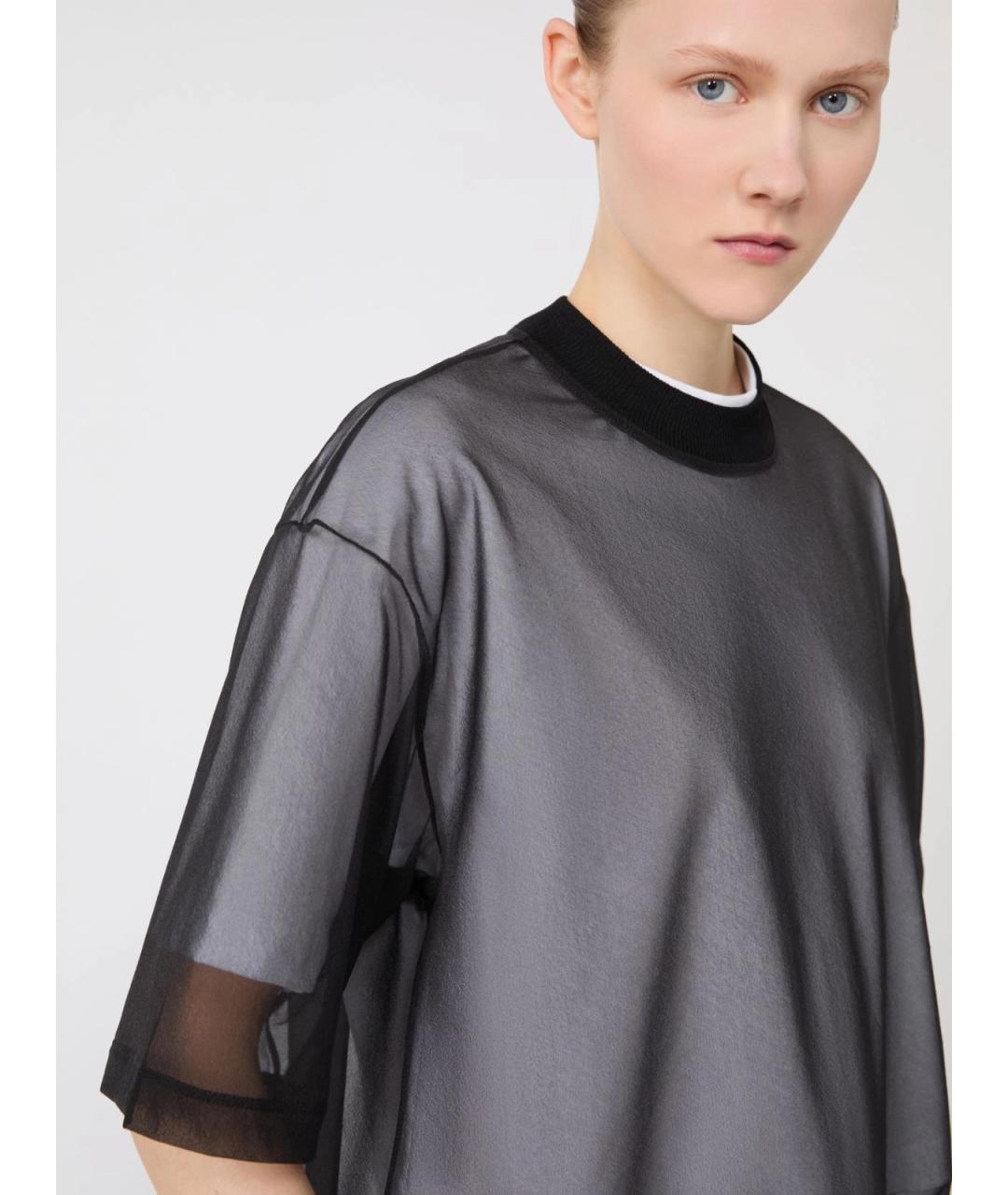 SPORTMAX Черная хлопковая футболка, фото 6