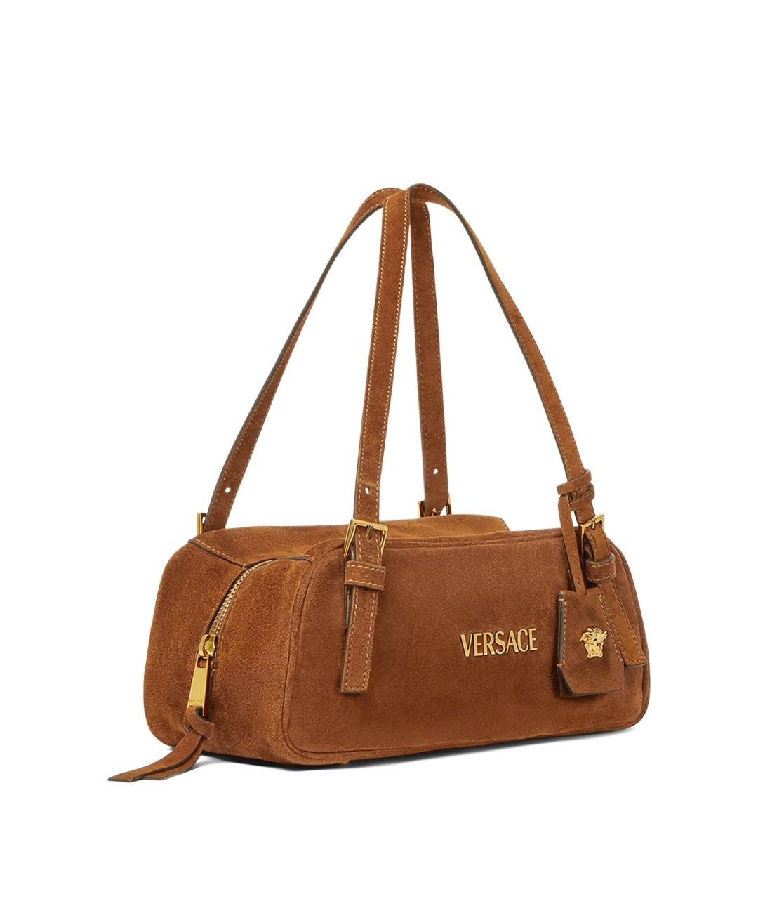 VERSACE Коричневая замшевая сумка через плечо, фото 5