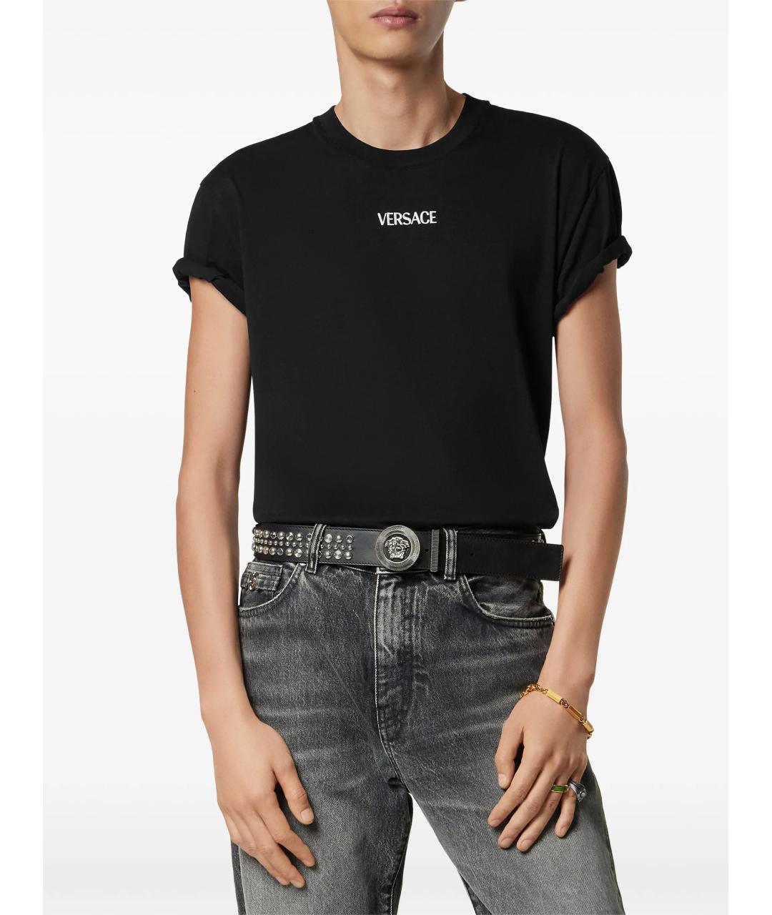 VERSACE Черная хлопковая футболка, фото 2