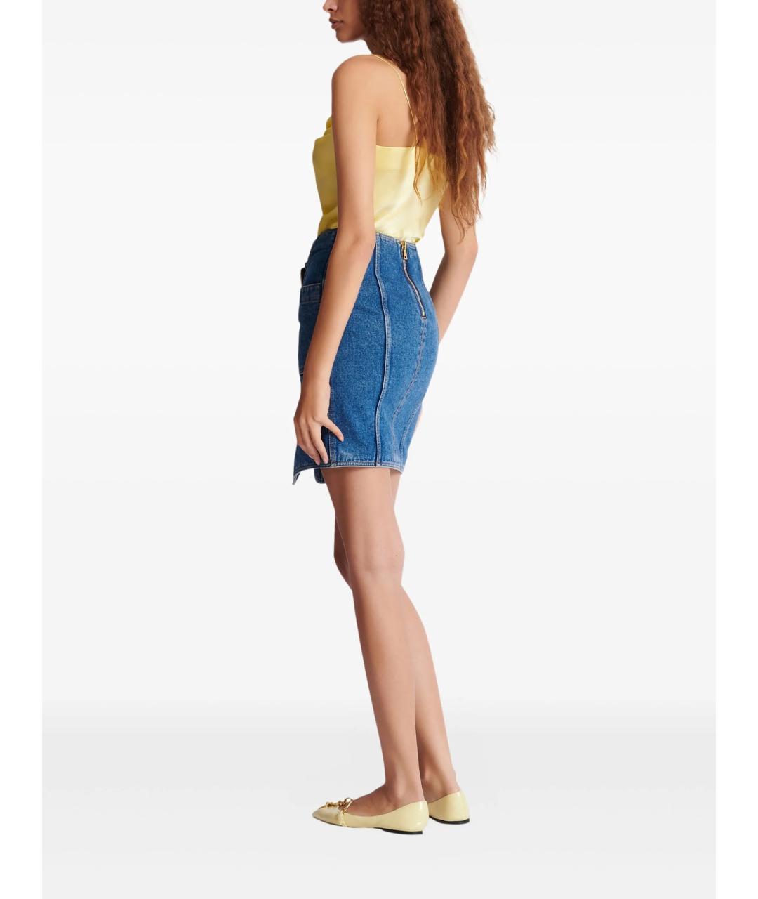 BALMAIN Синяя хлопковая юбка миди, фото 4
