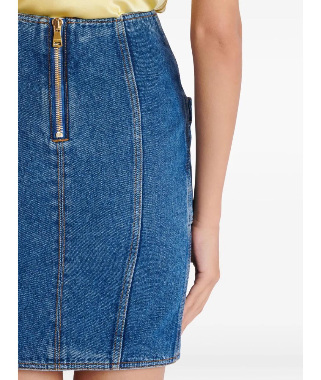 BALMAIN Синяя хлопковая юбка миди, фото 5