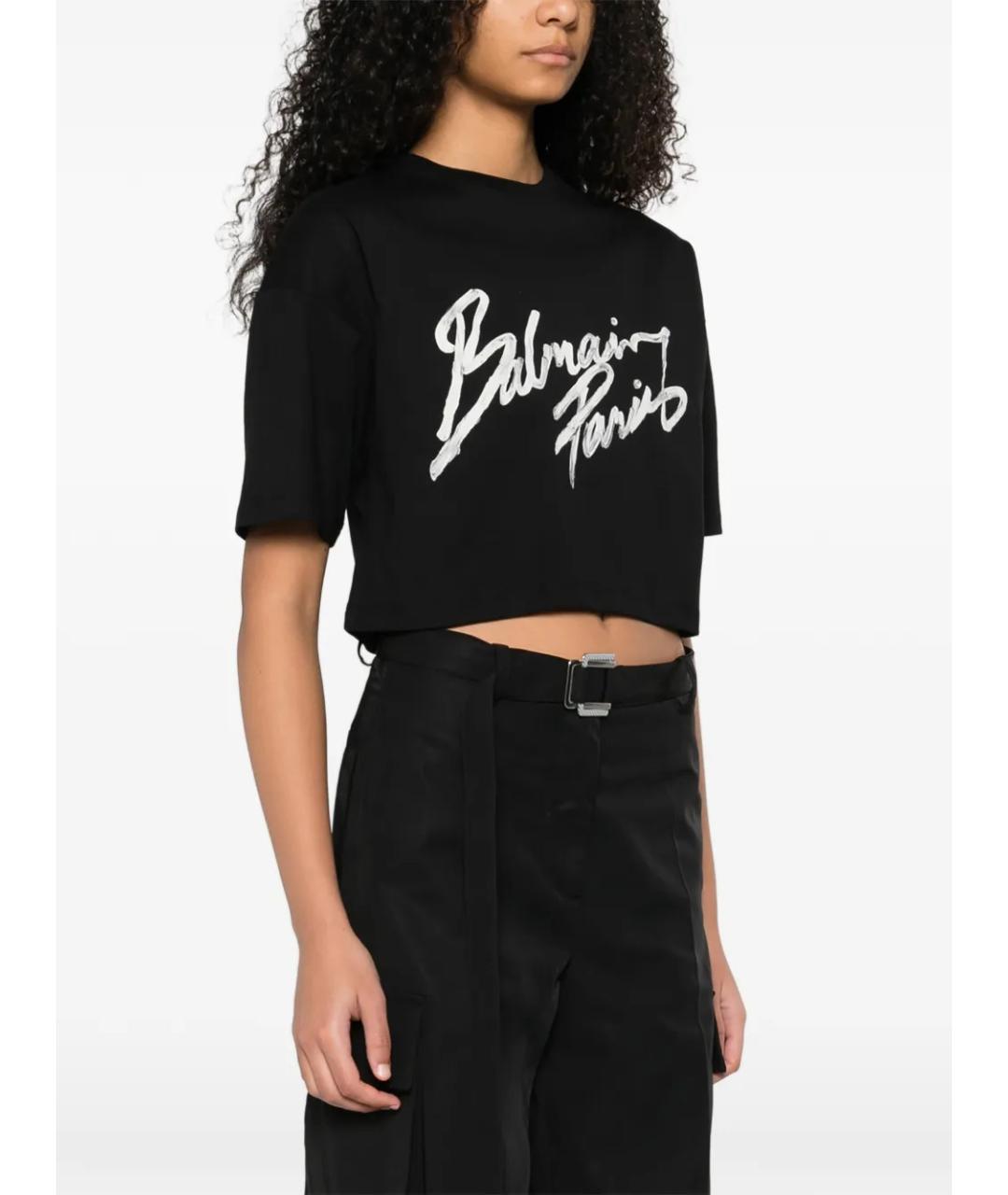 BALMAIN Черная хлопковая футболка, фото 3