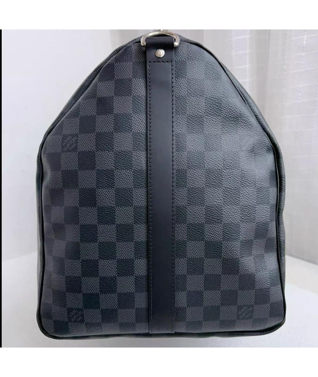 LOUIS VUITTON Черная кожаная дорожная/спортивная сумка, фото 3