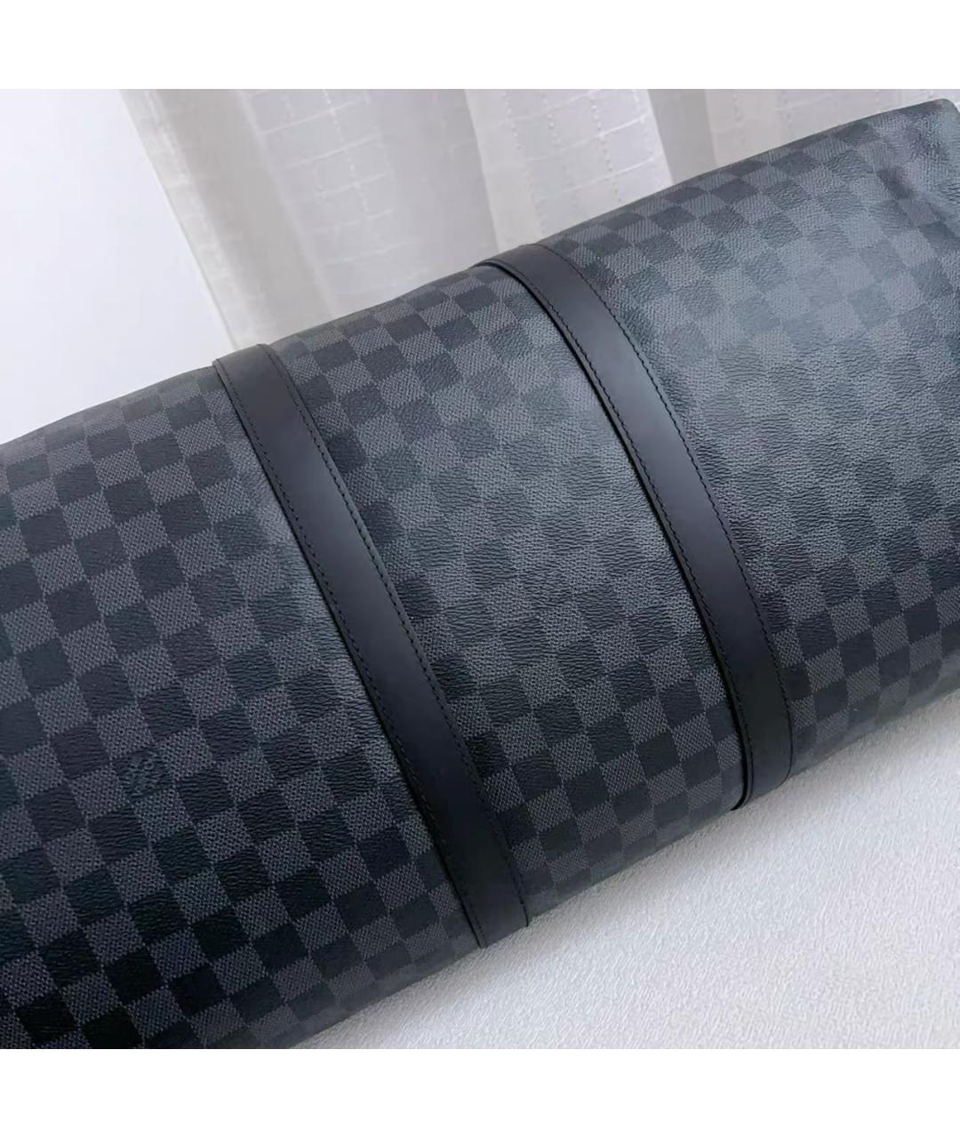 LOUIS VUITTON Черная кожаная дорожная/спортивная сумка, фото 5