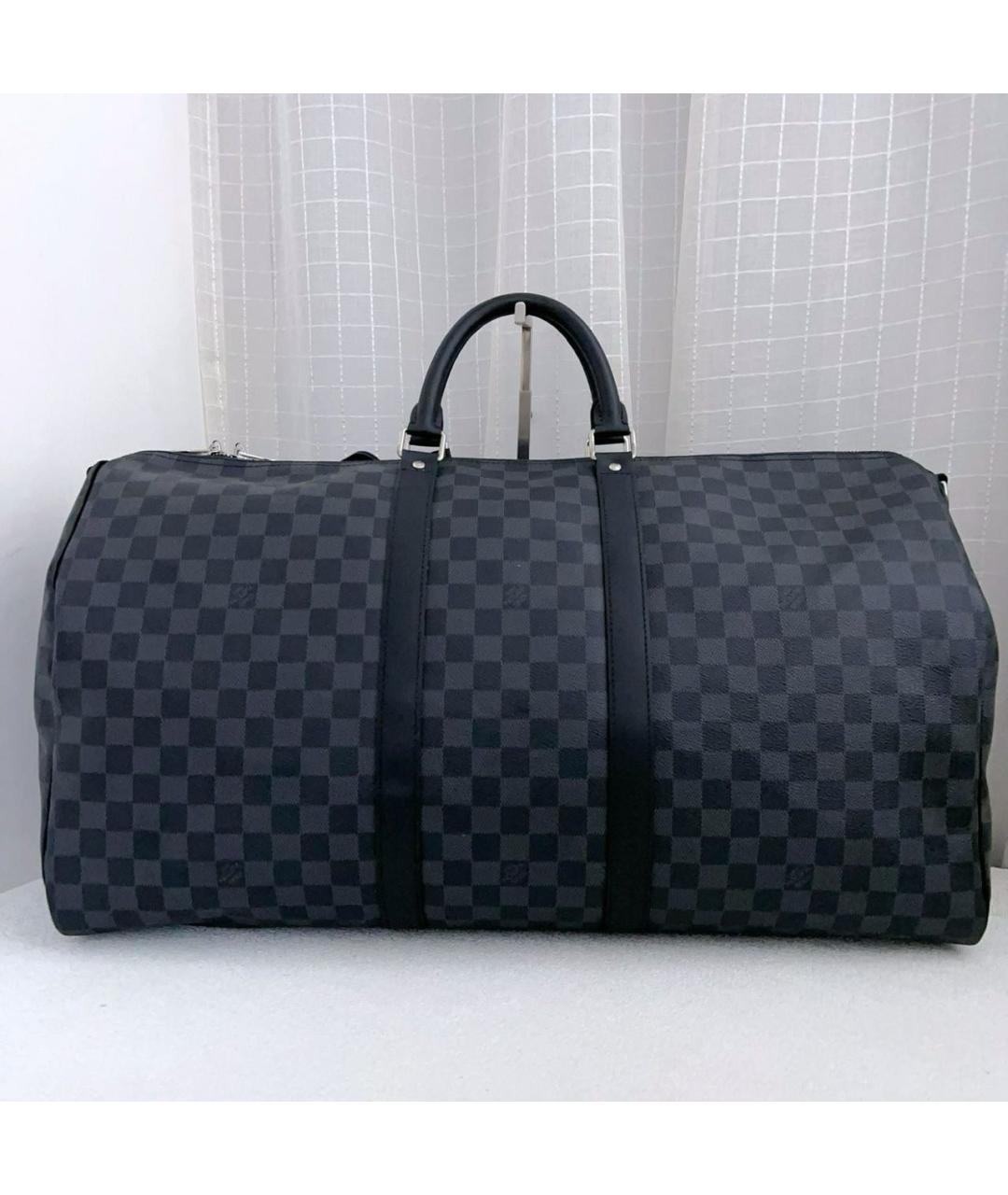 LOUIS VUITTON Черная кожаная дорожная/спортивная сумка, фото 2