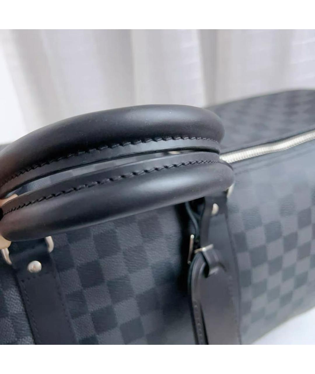 LOUIS VUITTON Черная кожаная дорожная/спортивная сумка, фото 6