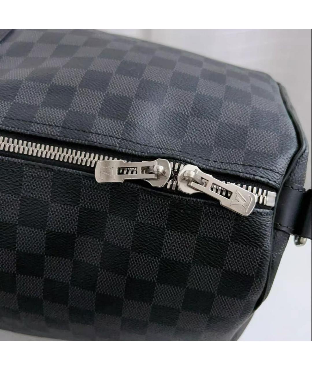 LOUIS VUITTON Черная кожаная дорожная/спортивная сумка, фото 7