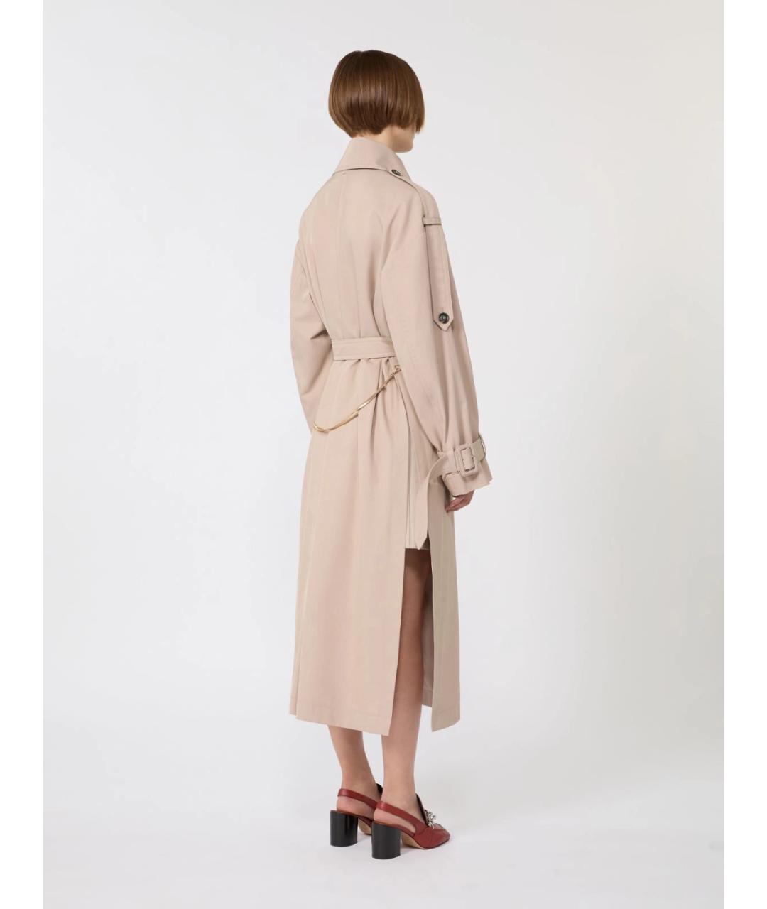 SPORTMAX Бежевый полиэстеровый тренч/плащ, фото 3