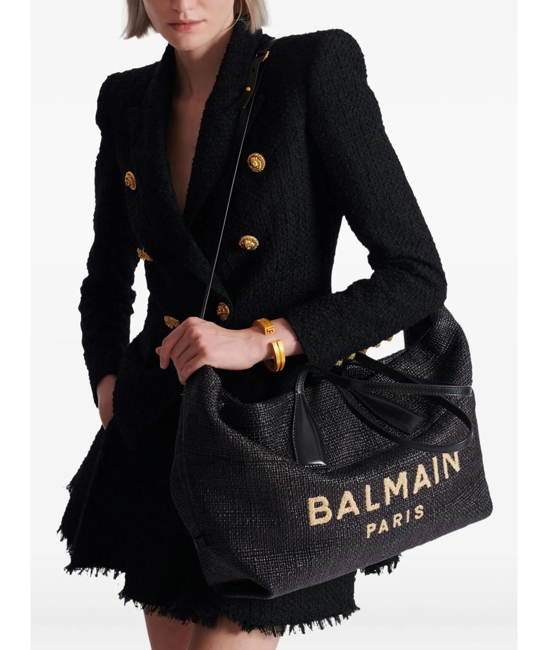 BALMAIN Черная тканевая сумка тоут, фото 2