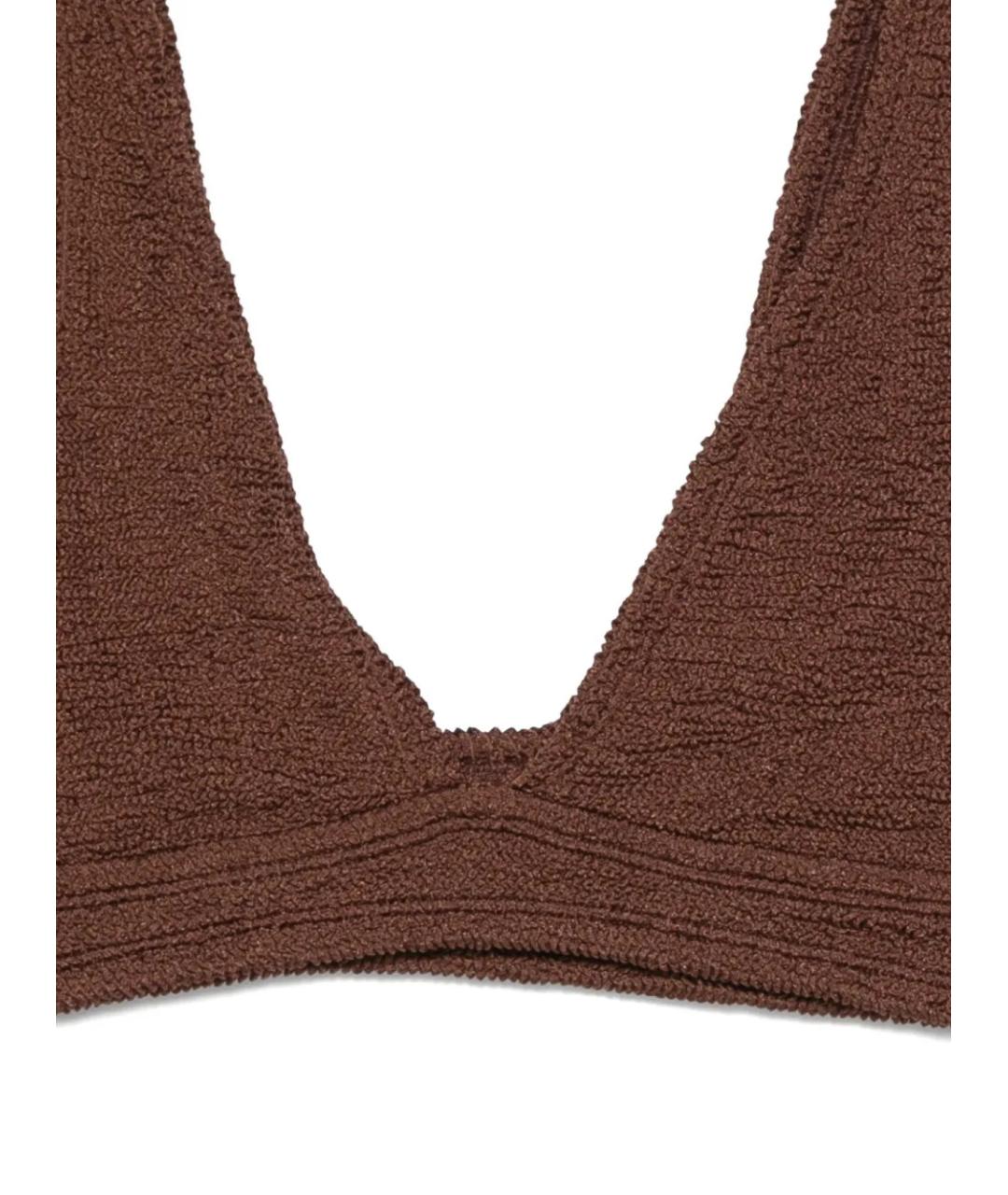 HUNZA G Коричневый полиамидовый купальник, фото 3