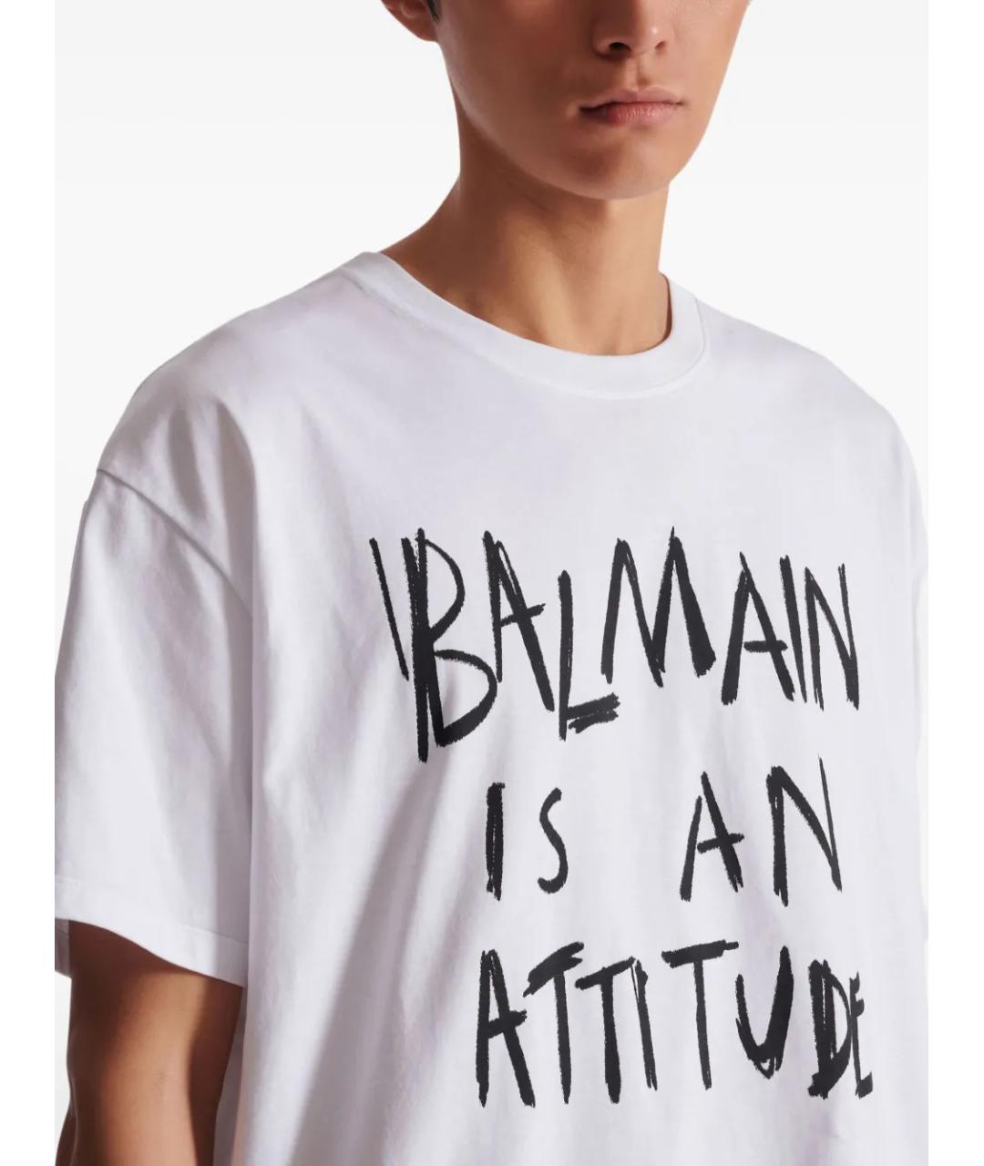 BALMAIN Белая хлопковая футболка, фото 5