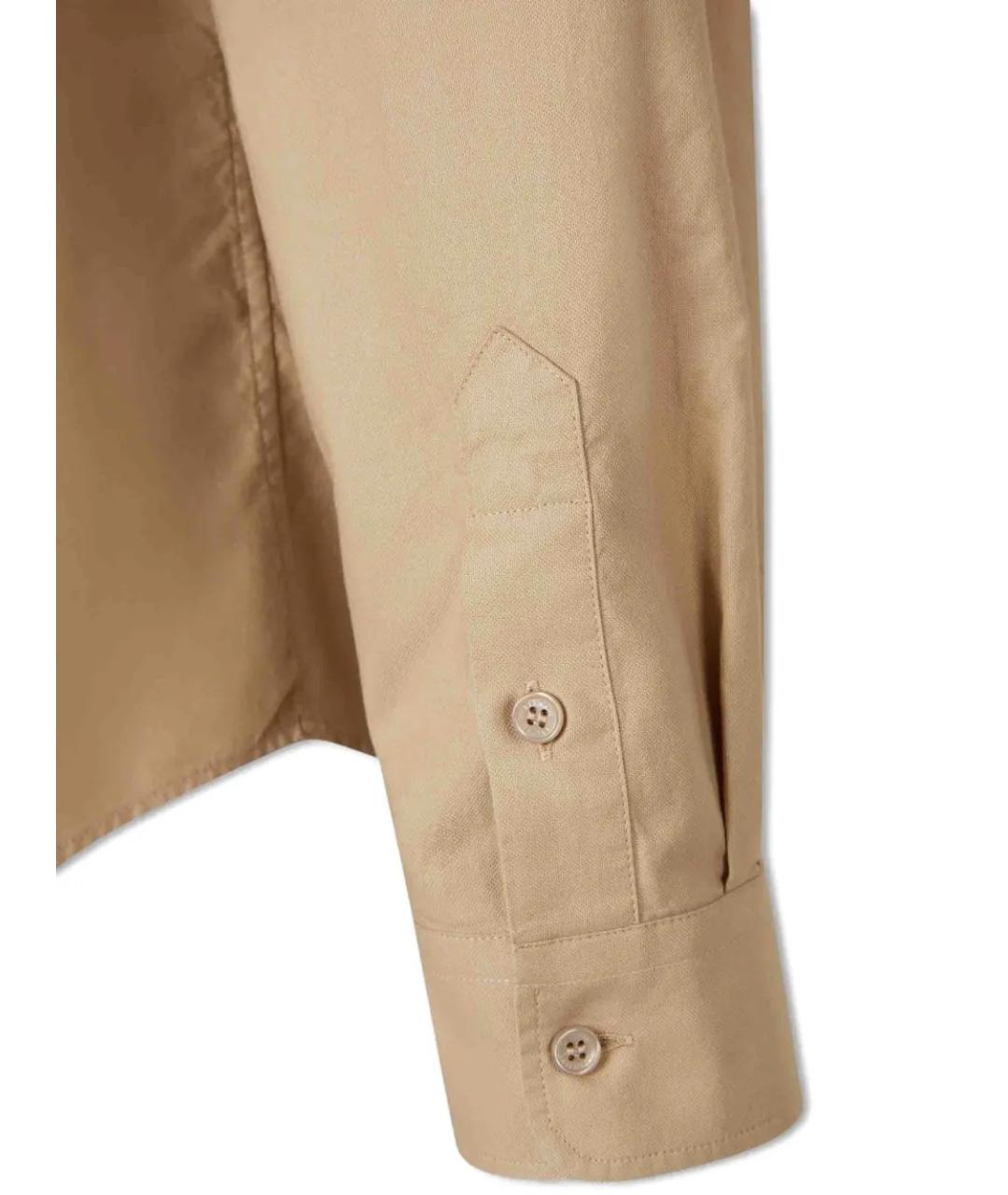 BALMAIN Бежевая хлопковая кэжуал рубашка, фото 4