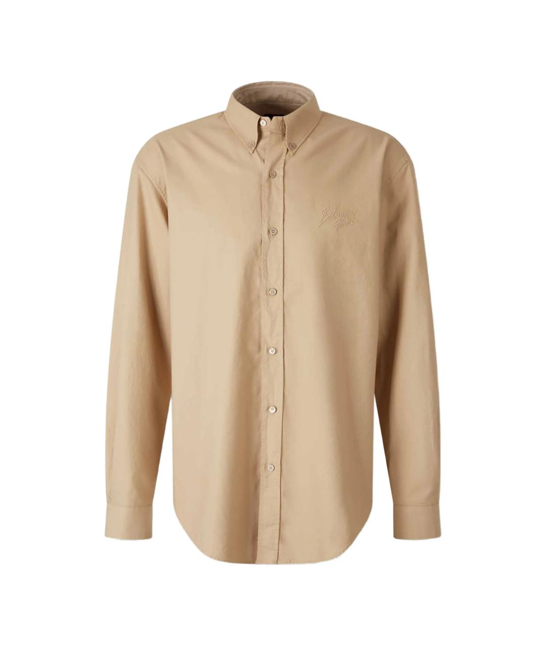BALMAIN Бежевая хлопковая кэжуал рубашка, фото 1