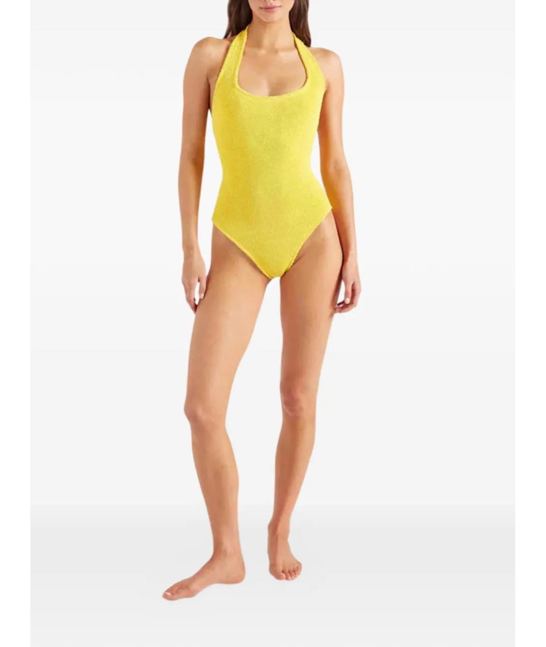 HUNZA G Желтый полиамидовый купальник, фото 2