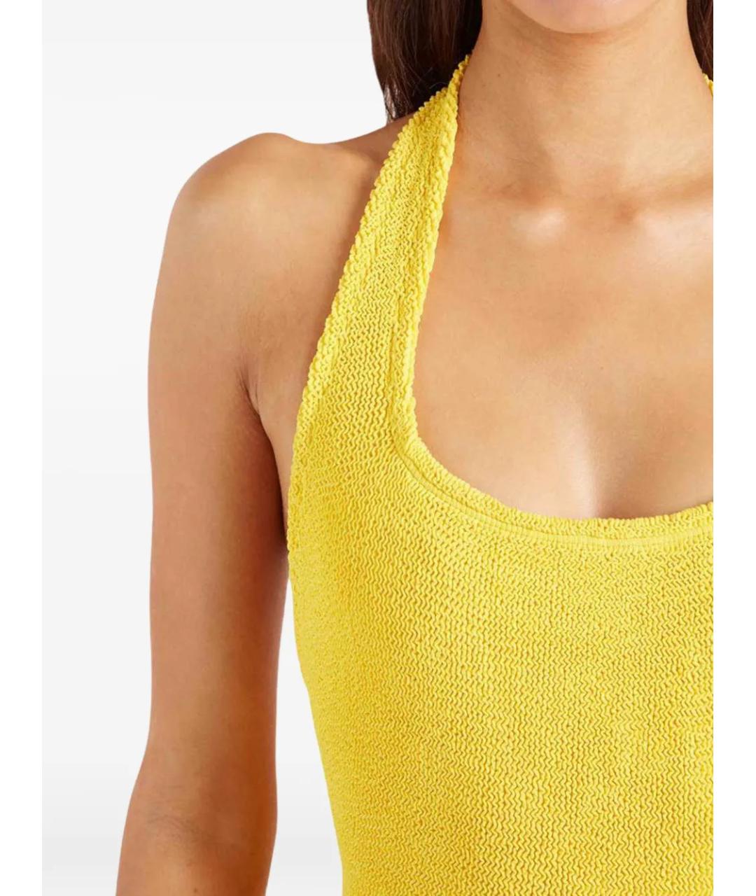 HUNZA G Желтый полиамидовый купальник, фото 4