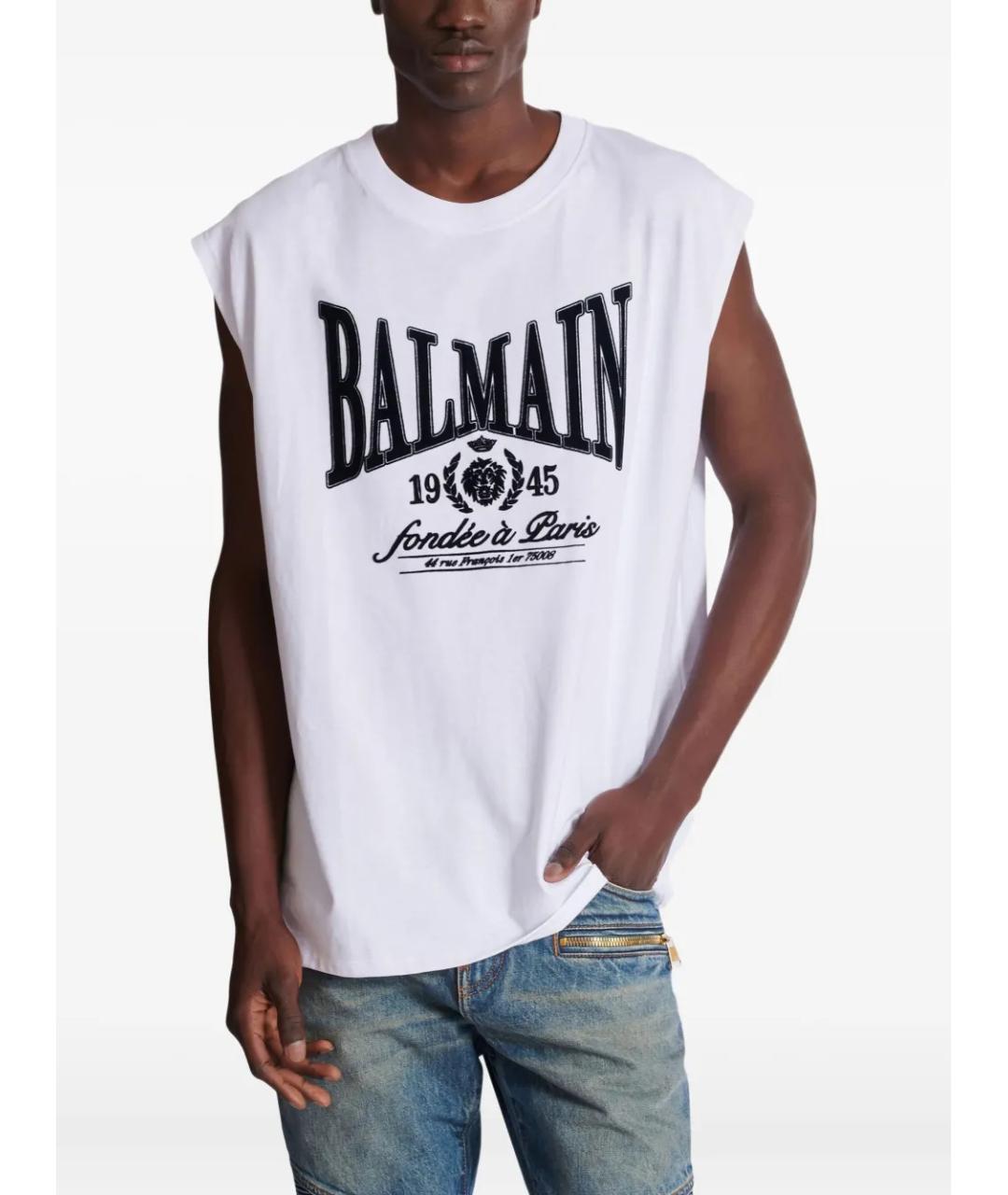 BALMAIN Белая хлопковая футболка, фото 4