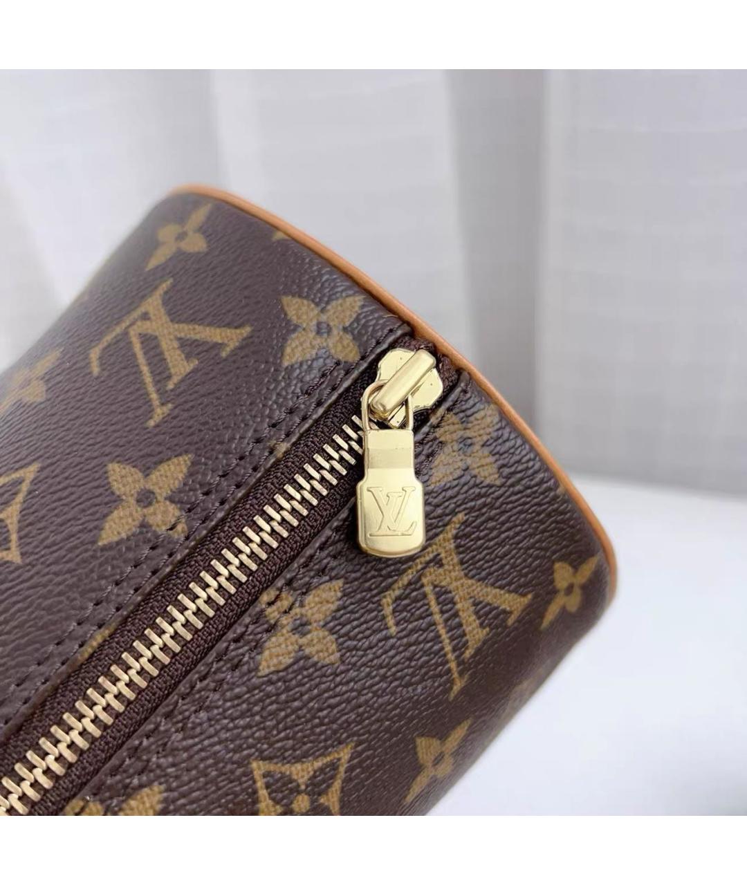 LOUIS VUITTON Коричневая кожаная сумка с короткими ручками, фото 7