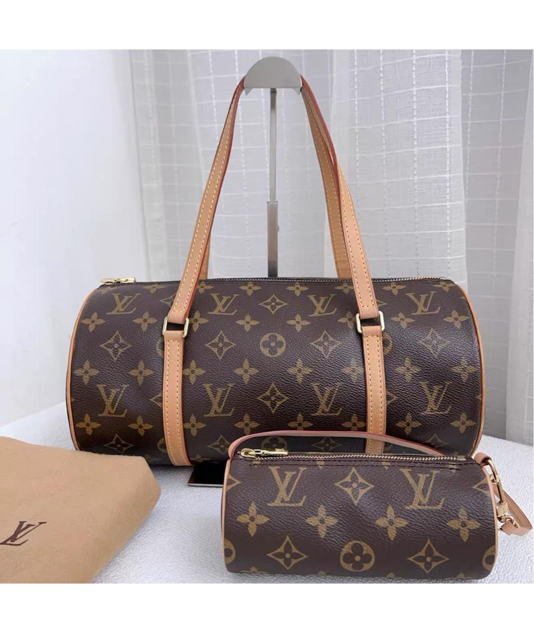 LOUIS VUITTON Коричневая кожаная сумка с короткими ручками, фото 9