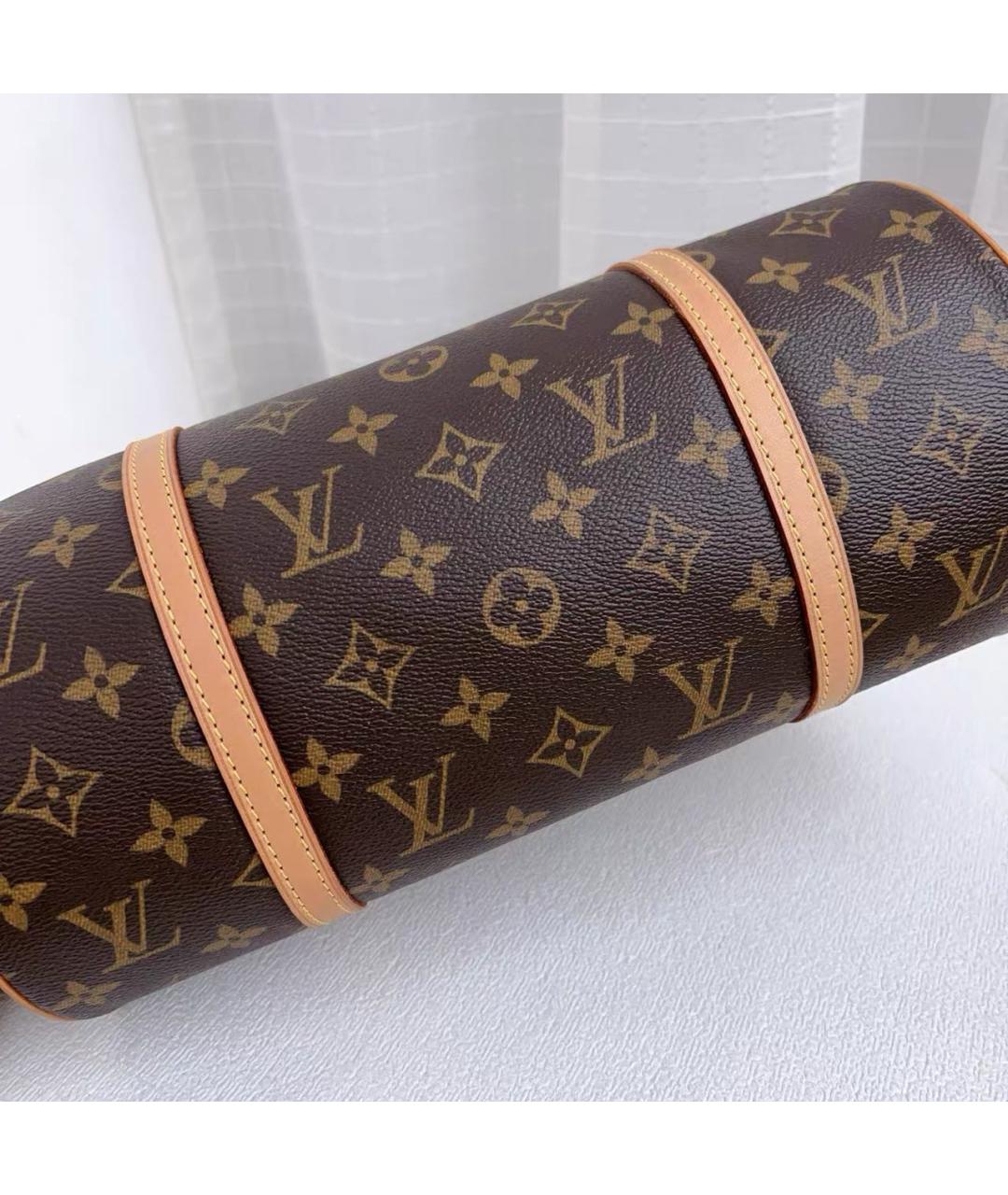 LOUIS VUITTON Коричневая кожаная сумка с короткими ручками, фото 3