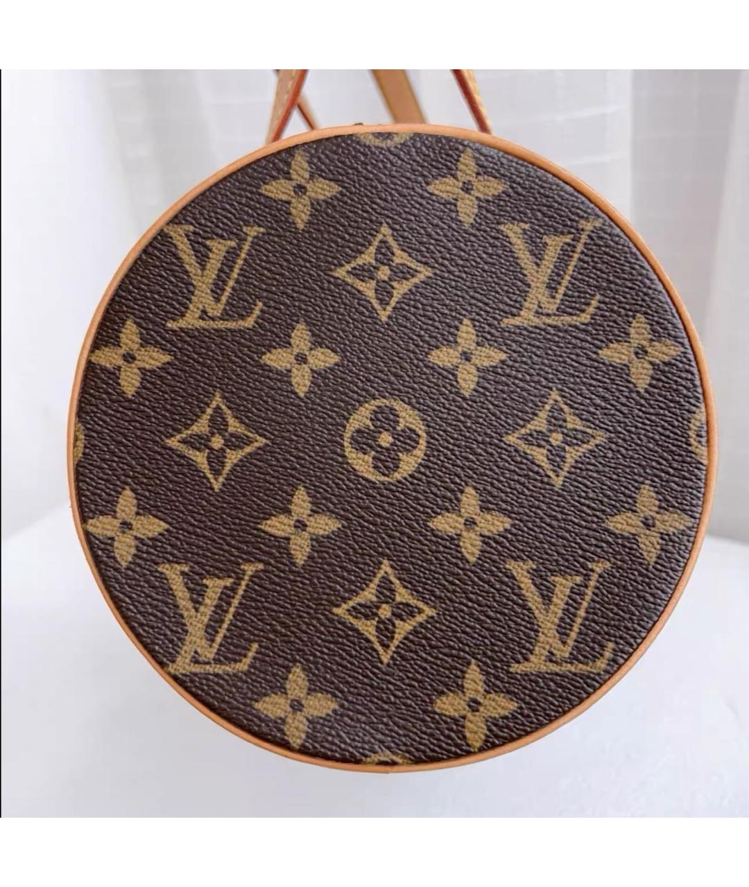 LOUIS VUITTON Коричневая кожаная сумка с короткими ручками, фото 5