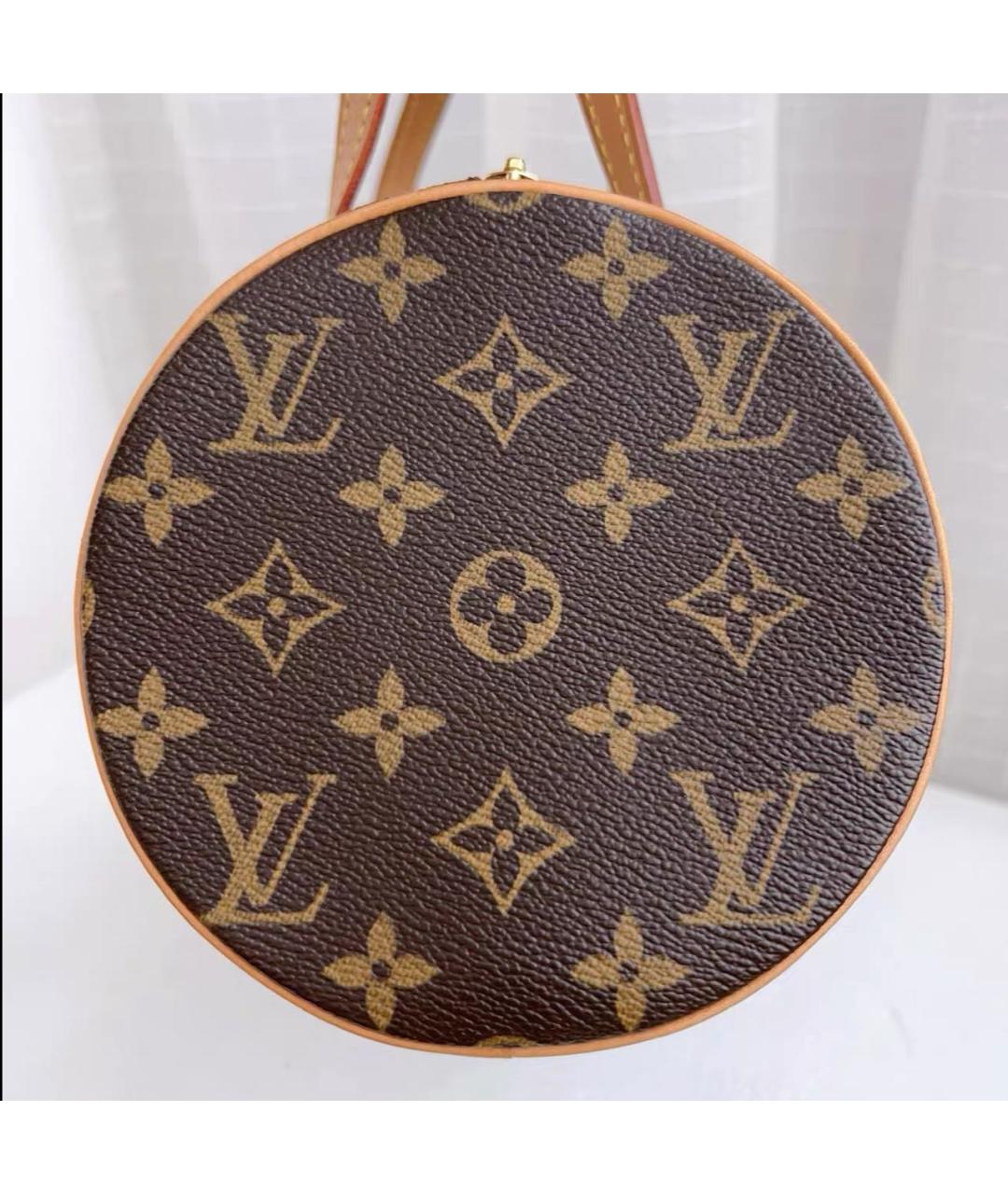 LOUIS VUITTON Коричневая кожаная сумка с короткими ручками, фото 4
