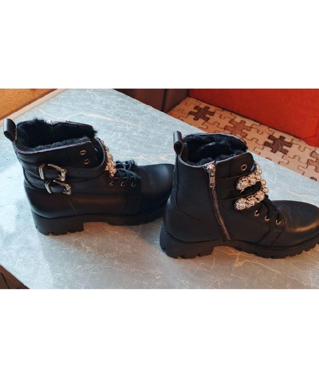 ERMANNO SCERVINO Черные кожаные ботинки, фото 2