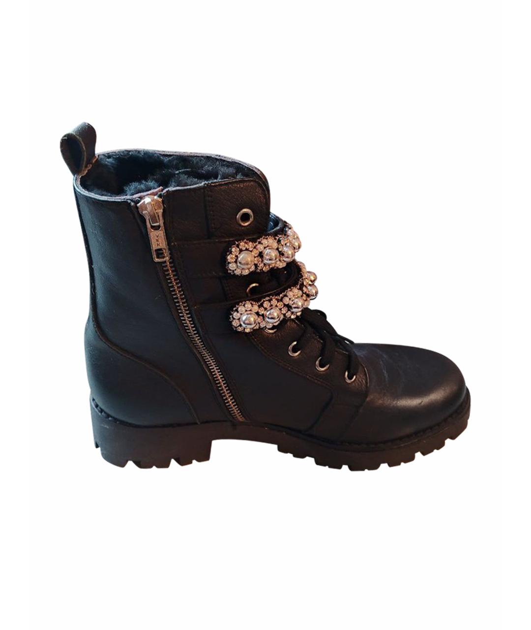 ERMANNO SCERVINO Черные кожаные ботинки, фото 1