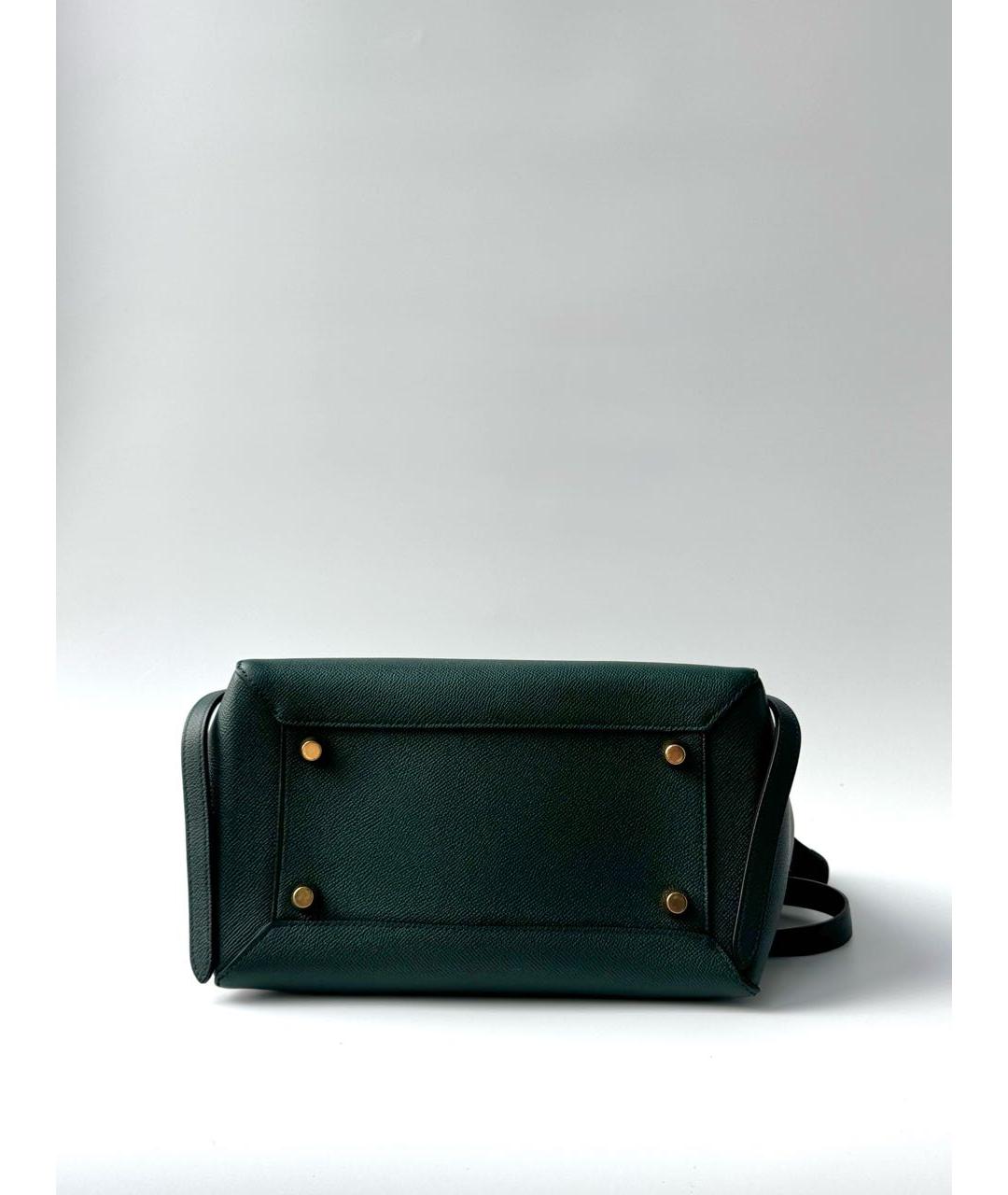 CELINE Зеленая кожаная сумка с короткими ручками, фото 5