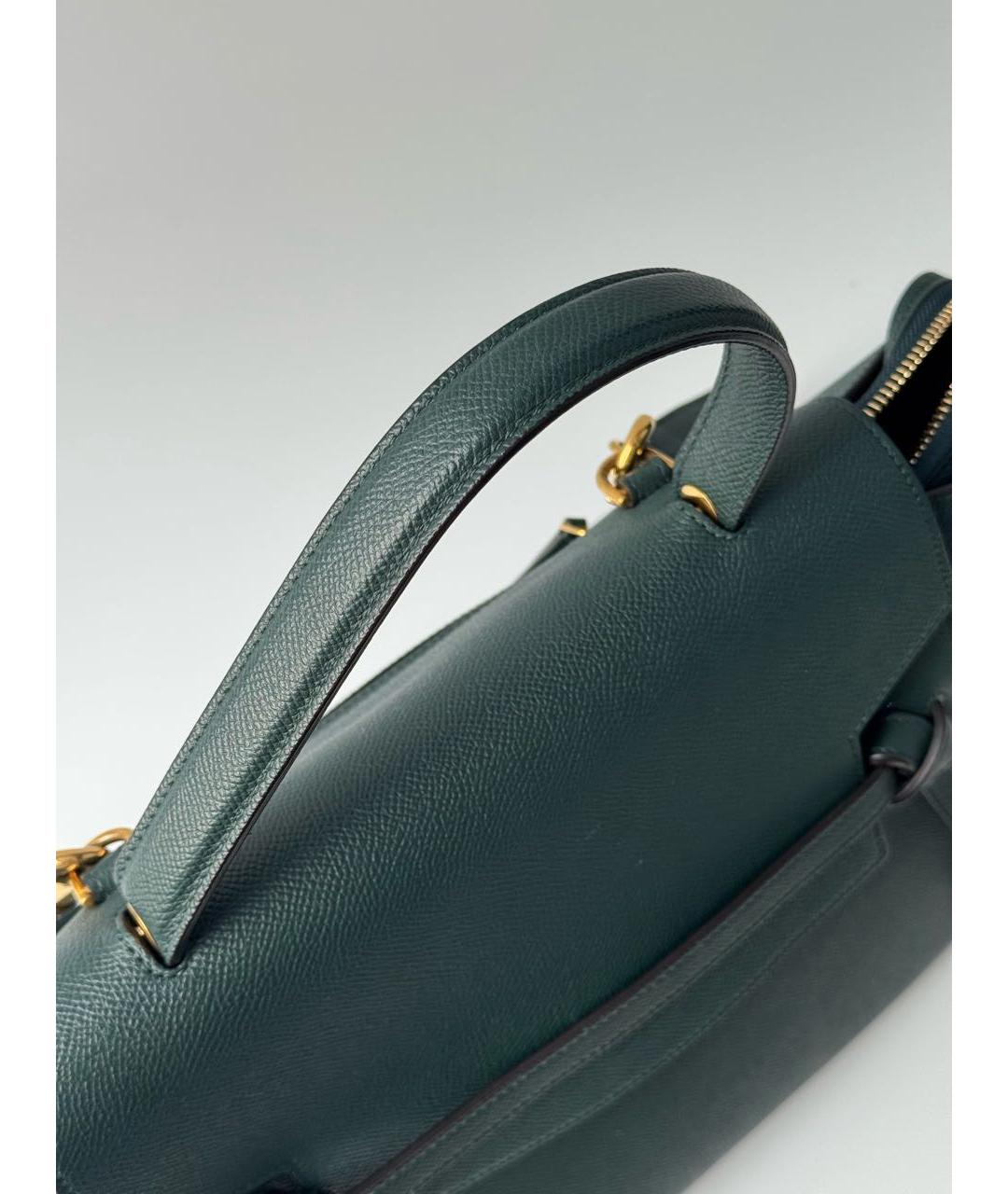 CELINE Зеленая кожаная сумка с короткими ручками, фото 6