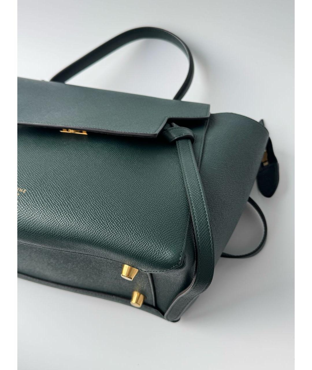 CELINE Зеленая кожаная сумка с короткими ручками, фото 8