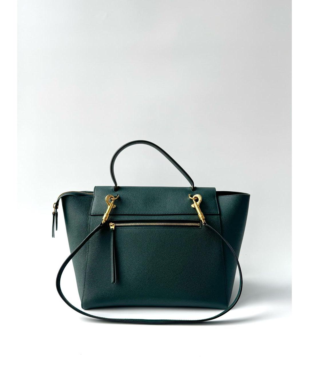 CELINE Зеленая кожаная сумка с короткими ручками, фото 3