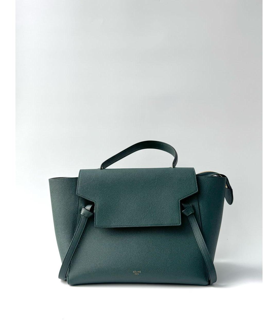 CELINE Зеленая кожаная сумка с короткими ручками, фото 9