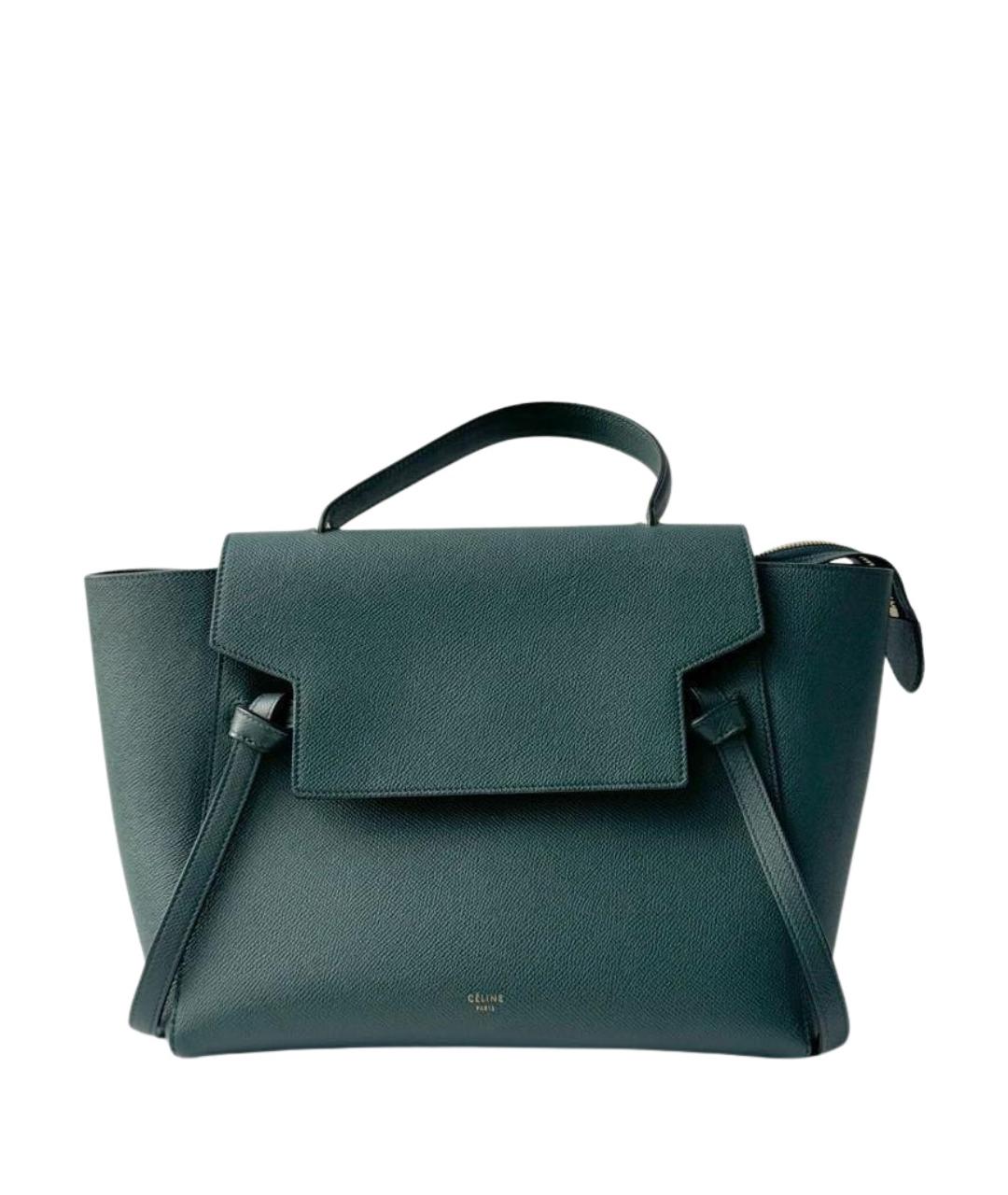 CELINE Зеленая кожаная сумка с короткими ручками, фото 1
