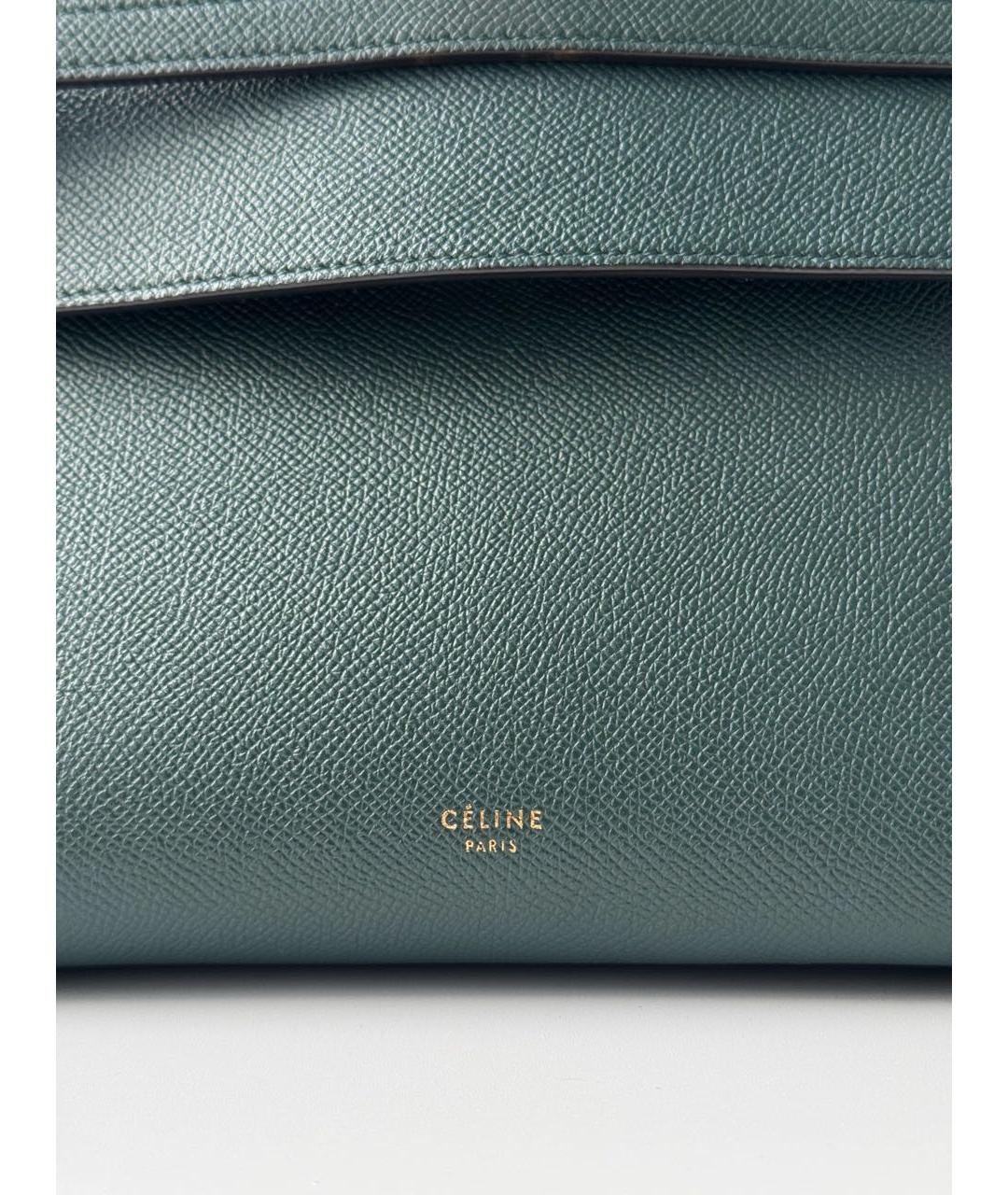 CELINE Зеленая кожаная сумка с короткими ручками, фото 7